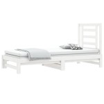 vidaXL Pat de zi extensibil, alb, 2x(90x200) cm, lemn masiv de pin
