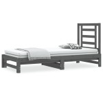 vidaXL Pat de zi extensibil, gri, 2x(90x200) cm, lemn masiv de pin