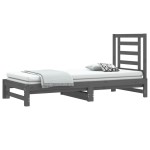 vidaXL Pat de zi extensibil, gri, 2x(90x200) cm, lemn masiv de pin