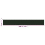 vidaXL Paravan pentru balcon, verde închis, 75x600 ,HDPE