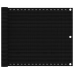 vidaXL Paravan de balcon, negru, 75x500 cm, HDPE