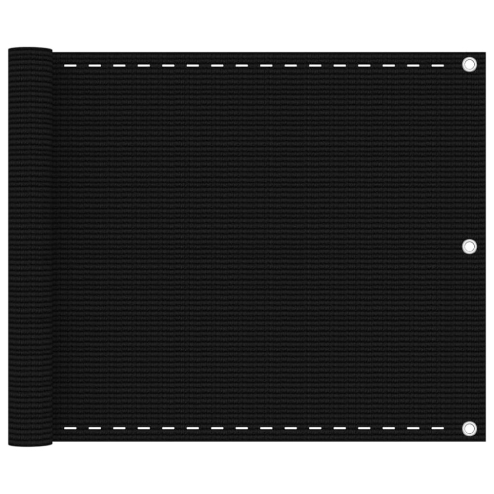 vidaXL Paravan de balcon, negru, 75x600 cm, HDPE
