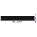 vidaXL Paravan de balcon, negru, 75x600 cm, HDPE