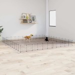 vidaXL Cușcă animale de companie cu ușă 44 panouri negru 35x35 cm oțel vidaXL Cușcă animale de companie cu ușă 44 panouri negru 35x35 cm oțel