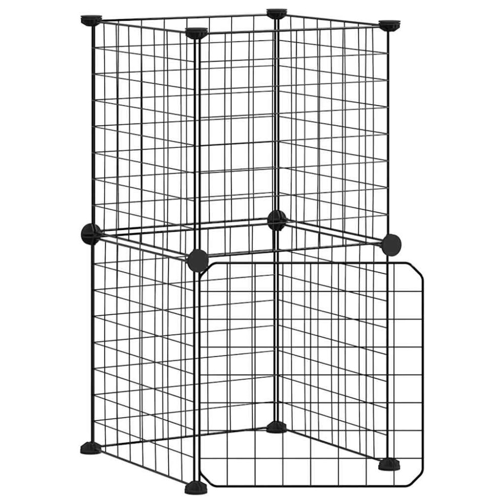 vidaXL Cușcă animale de companie cu ușă, 8 panouri, negru 35x35cm oțel