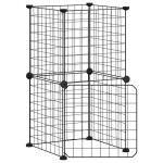 vidaXL Cușcă animale de companie cu ușă, 8 panouri, negru 35x35cm oțel vidaXL Cușcă animale de companie cu ușă, 8 panouri, negru 35x35cm oțel