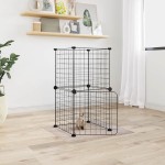 vidaXL Cușcă animale de companie cu ușă, 8 panouri, negru 35x35cm oțel vidaXL Cușcă animale de companie cu ușă, 8 panouri, negru 35x35cm oțel