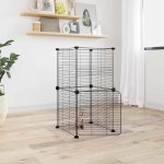vidaXL Cușcă animale de companie cu ușă, 8 panouri, negru 35x35cm oțel vidaXL Cușcă animale de companie cu ușă, 8 panouri, negru 35x35cm oțel