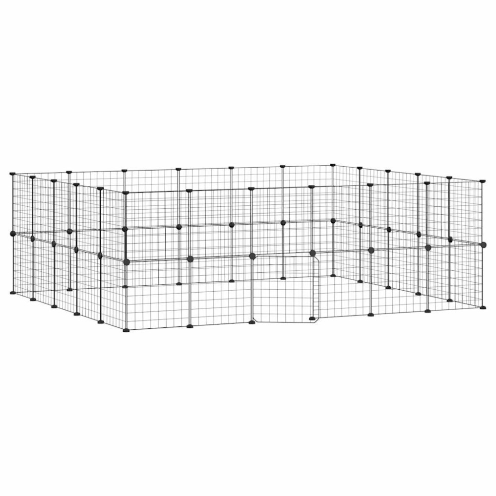 vidaXL Cușcă animale de companie cu ușă 44 panouri negru 35x35 cm oțel