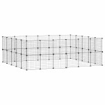 vidaXL Cușcă animale de companie cu ușă 44 panouri negru 35x35 cm oțel vidaXL Cușcă animale de companie cu ușă 44 panouri negru 35x35 cm oțel