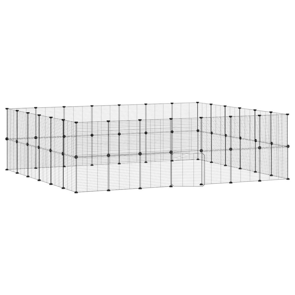 vidaXL Cușcă animale de companie cu ușă 52 panouri negru 35x35 cm oțel