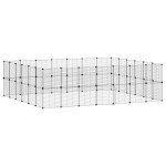 vidaXL Cușcă animale de companie cu ușă 52 panouri negru 35x35 cm oțel