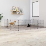 vidaXL Cușcă animale de companie cu ușă 60 panouri negru 35x35 cm oțel