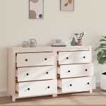 vidaXL Dulap, alb, 140x35x80 cm, lemn masiv de pin