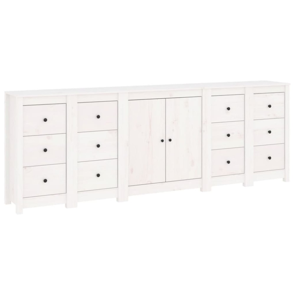 vidaXL Servantă, alb, 230x35x80 cm, lemn masiv de pin