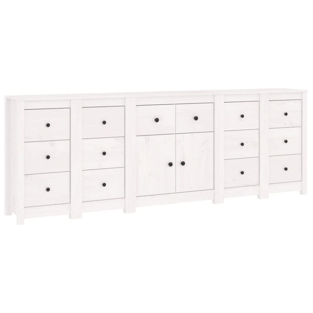 vidaXL Servantă, alb, 230x35x80 cm, lemn masiv de pin