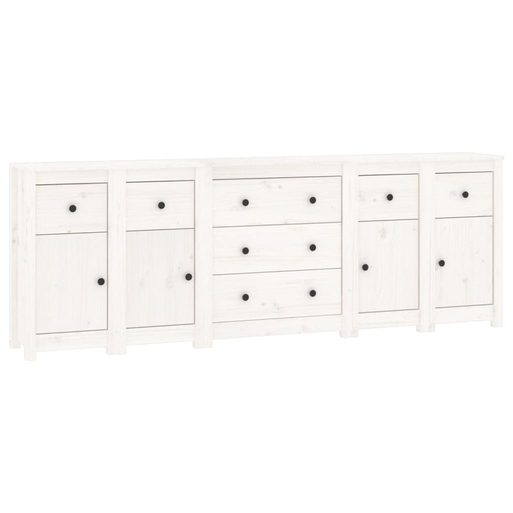 vidaXL Servantă, alb, 230x35x80 cm, lemn masiv de pin