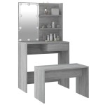 vidaXL Set măsuță de toaletă cu LED, sonoma gri, lemn prelucrat vidaXL Set măsuță de toaletă cu LED, sonoma gri, lemn prelucrat