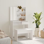 vidaXL Set măsuță de toaletă, alb, 74,5x40x141 cm vidaXL Set măsuță de toaletă, alb, 74,5x40x141 cm