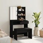 vidaXL Set măsuță de toaletă, negru, 74,5x40x141 cm vidaXL Set măsuță de toaletă, negru, 74,5x40x141 cm