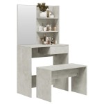 vidaXL Set măsuță de toaletă, gri beton, 74,5x40x141 cm vidaXL Set măsuță de toaletă, gri beton, 74,5x40x141 cm