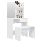 vidaXL Set măsuță de toaletă, alb extralucios, 74,5x40x141 cm vidaXL Set măsuță de toaletă, alb extralucios, 74,5x40x141 cm