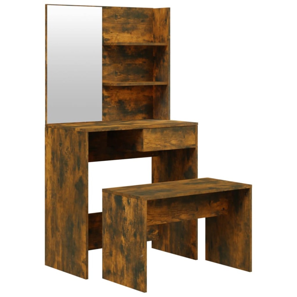 vidaXL Set măsuță de toaletă, stejar afumat, 74,5x40x141 cm