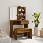 vidaXL Set măsuță de toaletă, stejar afumat, 74,5x40x141 cm vidaXL Set măsuță de toaletă, stejar afumat, 74,5x40x141 cm