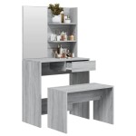 vidaXL Set măsuță de toaletă, gri sonoma, 74,5x40x141 cm vidaXL Set măsuță de toaletă, gri sonoma, 74,5x40x141 cm