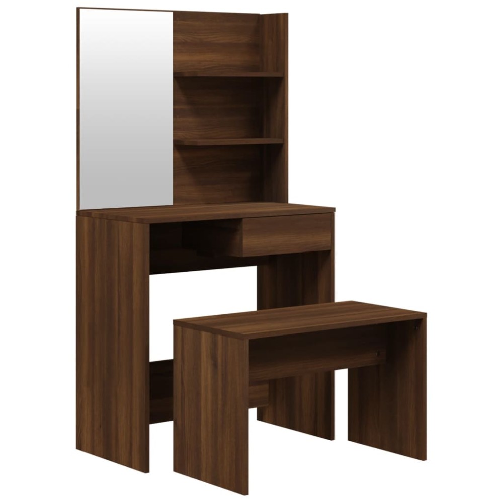 vidaXL Set măsuță de toaletă, stejar maro, 74,5x40x141 cm