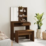 vidaXL Set măsuță de toaletă, stejar maro, 74,5x40x141 cm vidaXL Set măsuță de toaletă, stejar maro, 74,5x40x141 cm