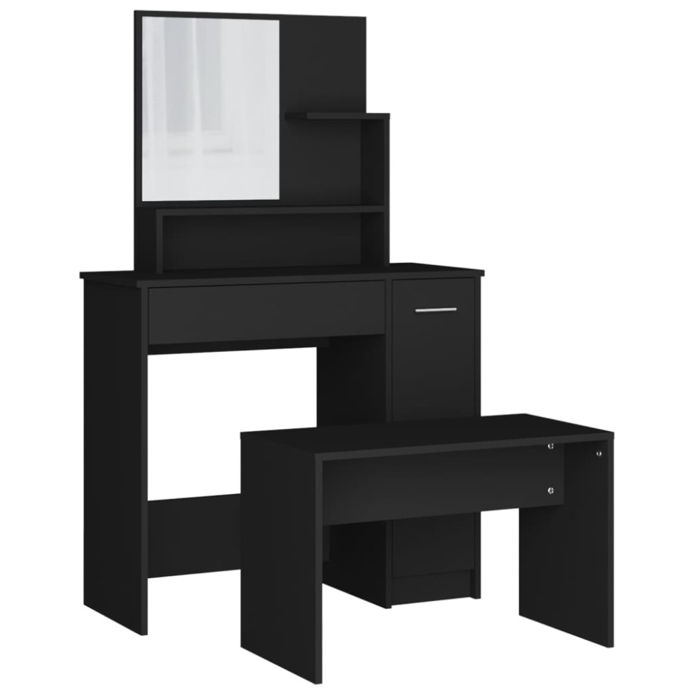 vidaXL Set măsuță de toaletă, negru, 86,5x35x136 cm