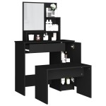 vidaXL Set măsuță de toaletă, negru, 86,5x35x136 cm