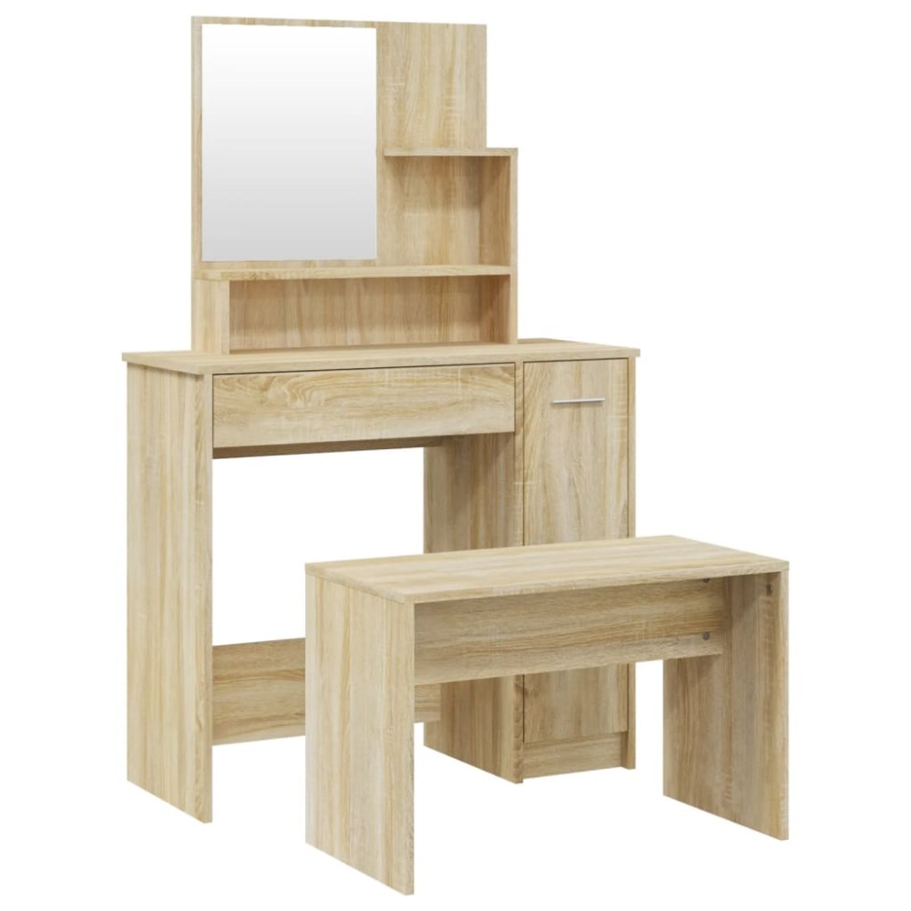 vidaXL Set măsuță de toaletă, stejar sonoma, 86,5x35x136 cm