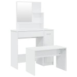 vidaXL Set măsuță de toaletă, alb extralucios, 86,5x35x136 cm vidaXL Set măsuță de toaletă, alb extralucios, 86,5x35x136 cm