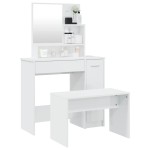 vidaXL Set măsuță de toaletă, alb extralucios, 86,5x35x136 cm vidaXL Set măsuță de toaletă, alb extralucios, 86,5x35x136 cm