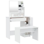 vidaXL Set măsuță de toaletă, alb extralucios, 86,5x35x136 cm vidaXL Set măsuță de toaletă, alb extralucios, 86,5x35x136 cm