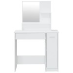 vidaXL Set măsuță de toaletă, alb extralucios, 86,5x35x136 cm vidaXL Set măsuță de toaletă, alb extralucios, 86,5x35x136 cm
