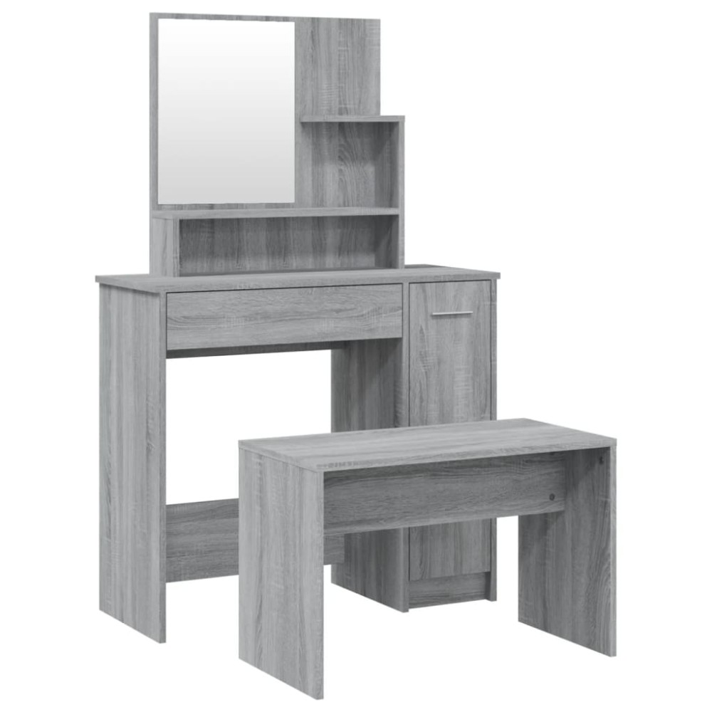 vidaXL Set măsuță de toaletă, gri sonoma, 86,5x35x136 cm