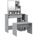 vidaXL Set măsuță de toaletă, gri sonoma, 86,5x35x136 cm vidaXL Set măsuță de toaletă, gri sonoma, 86,5x35x136 cm