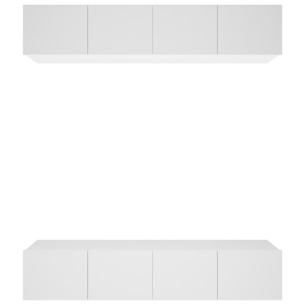 vidaXL Comode TV, 4 buc., alb, 80x30x30 cm, lemn prelucrat