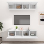 vidaXL Comode TV, 4 buc., alb, 80x30x30 cm, lemn prelucrat