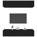 vidaXL Comode TV, 4 buc., negru, 80x30x30 cm, lemn compozit