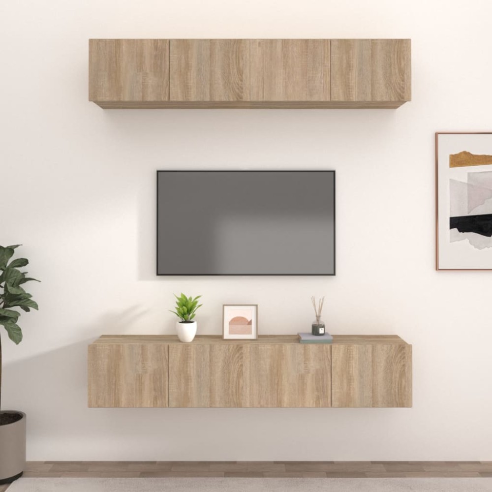 vidaXL Comode TV, 4 buc., stejar sonoma, 80x30x30 cm, lemn prelucrat