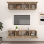 vidaXL Comode TV, 4 buc., stejar sonoma, 80x30x30 cm, lemn prelucrat