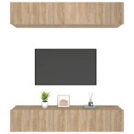 vidaXL Comode TV, 4 buc., stejar sonoma, 80x30x30 cm, lemn prelucrat