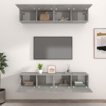 vidaXL Comode TV, 4 buc., gri beton, 80x30x30 cm, lemn prelucrat