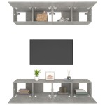vidaXL Comode TV, 4 buc., gri beton, 80x30x30 cm, lemn prelucrat