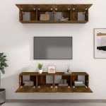 vidaXL Comode TV, 4 buc., stejar afumat, 80x30x30 cm lemn prelucrat