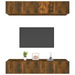 vidaXL Comode TV, 4 buc., stejar afumat, 80x30x30 cm lemn prelucrat